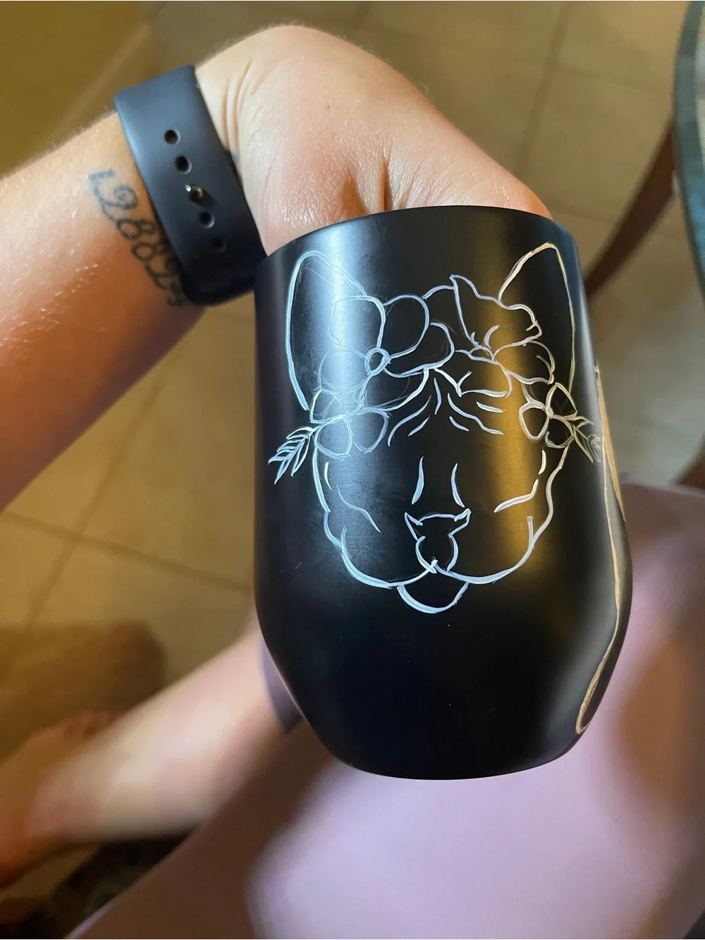 Hand-Painted Black Insulated Tumblers